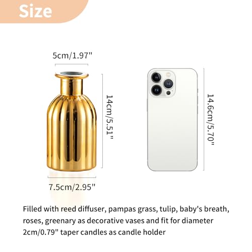NUPTIO Gold Glass Bud Vases, Mini Vintage Bottle, 5.51" Tall, 12 Pcs - size: Style 1
