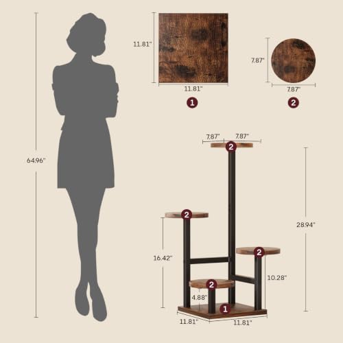 Yzosvki Plant Stand Indoor Tiered Corner Plant Shelf for Indoor Plants - color: Rustic Brown, size: Round