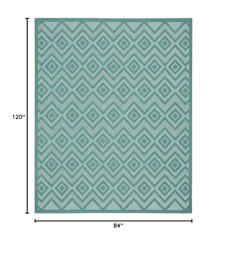 Nourison Home Versatile Aqua Teal 7' x 10' Area Rug - Easy Clean, Non Shedding, Bed Room, Living Room, Dining Room, Kitchen (7' x 10') - color: Aqua Teal, size: 7' x 10' (Rectangular)