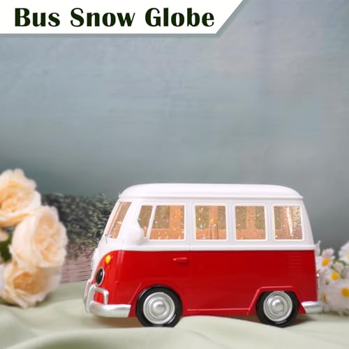 Bus Snow Globe with 6H Timer and Swirling Glitter, USB & Battery Powered, Night Light Snowglobes Statue for Home & Office, Gift Idea (Bus) - color: Bus