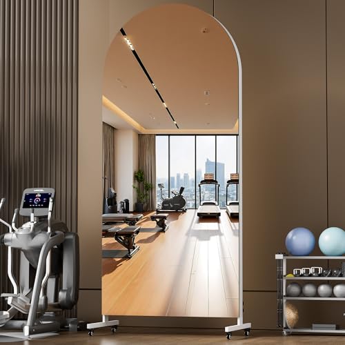 Hasipu 71" x 28" Arched Full Length Mirror on Wheels - size: 78.87"L x 27.56"W