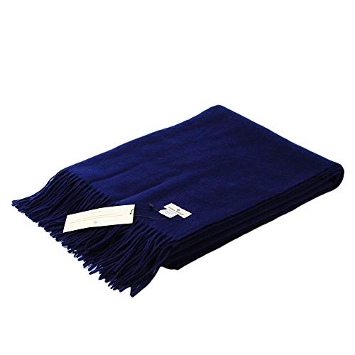 CUDDLE DREAMS Premium Cashmere Throw Blanket with Fringe (Navy) - color: Navy