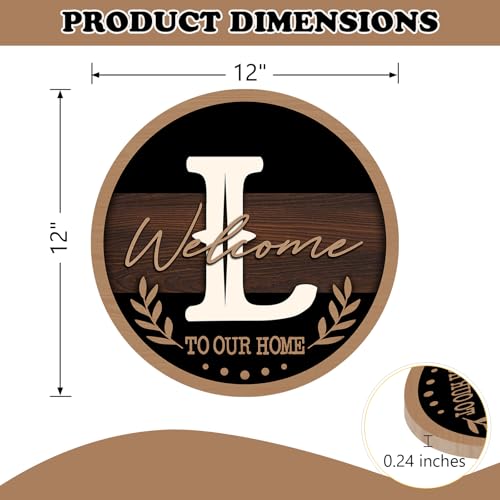 Monogram Letter L Front Door Sign, Welcome to Our Home Family Last - color: L