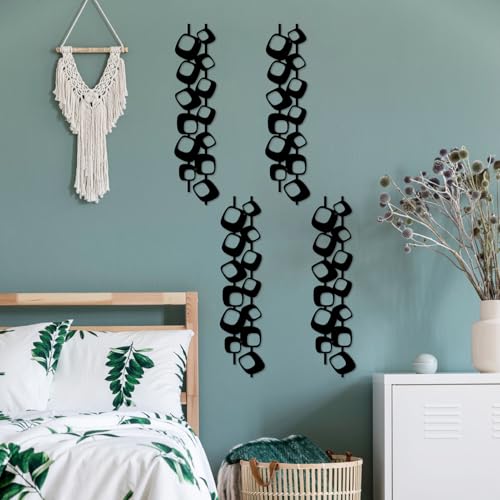 ruelen Mid Century Abstract Metal Wall Art Sculpture Set of 4(15.7x3.9in) - color: Block 4