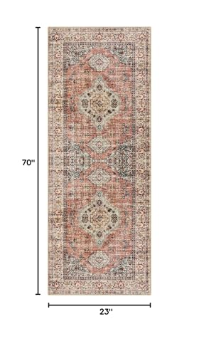 Lahome Oriental Washable Runner Rug, 2x6 Runner Rugs for Hallway Kitchen - color: Terracotta, size: 2' x 6' (Runner)