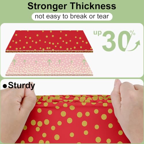 Smiry Disposable Rectangle Plastic 54 x 108 Inch Table Cloth 3 Pack - color: Gold and Red