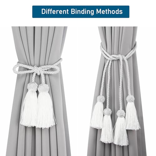 Elegant Tassel Curtain Tiebacks Rope Curtain Tie Backs for Windows Porlau - color: White