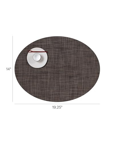 Chilewich Mini Basketweave Placemats, Woven Oval Placemats Set of 4 - color: Dark Walnut, size: 14"x19.25"