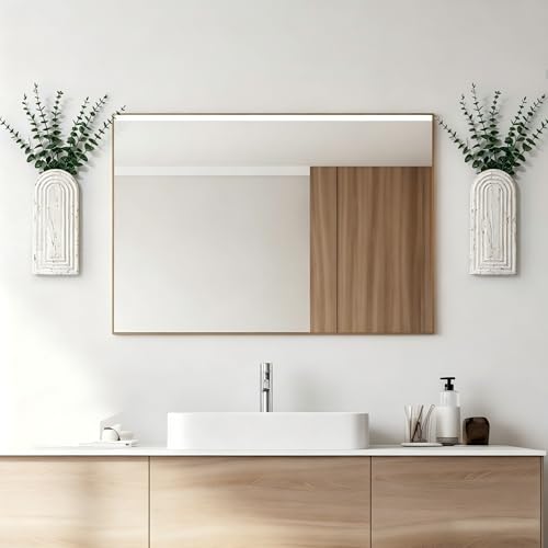 Handmade Wooden Wall Vases Set of 2 for Plants - color: Washed White