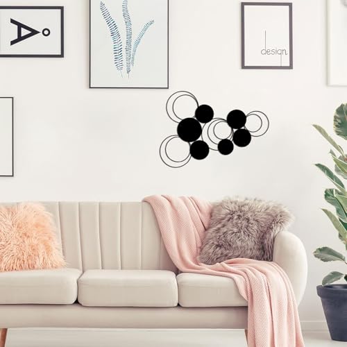 DUOOLN Black Abstract Metal Wall Decor, Geometrical Single Line Hanging Art - color: Black - Circle