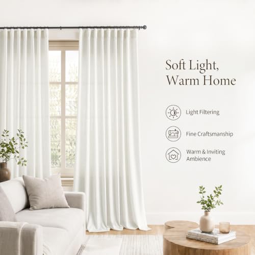 Jowels 천연 리넨 커튼 157.5cm(62인치) 길이 거실용 패널 2개 - color: 천연, size: 50"W x 62"L (Pack of 2)
