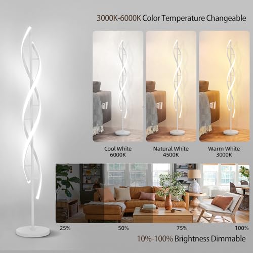 ADISUN 40W Modern Floor Lamp with Remote 60 inch Dimmable Floor Lamp for Bedroom Standing Lamp LED Floor Lamps for Living Room Dining Rooms Home Offices Lighting (White) - color: White