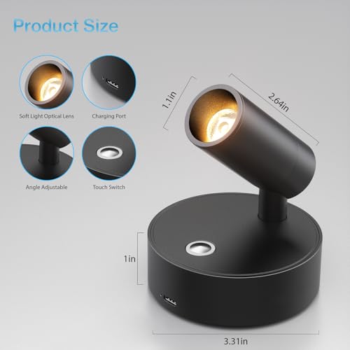 Olafus 2 Pack LED Wireless Spotlight Indoor with Timer/Remote, Black - color: Black
