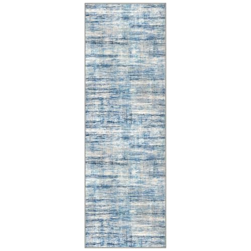 KOZYFLY Modern Hallway Runner Rug 2.6x8 Washable Rug Runner Blue Beige - color: Blue Beige, size: 2'8" x 8' (Runner)