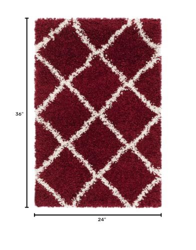 SAFAVIEH Hudson Shag Accent Rug 2x3, Plush Trellis Red & Ivory SGH281R - color: Red/Ivory, size: 2' x 3' (Rectangular)