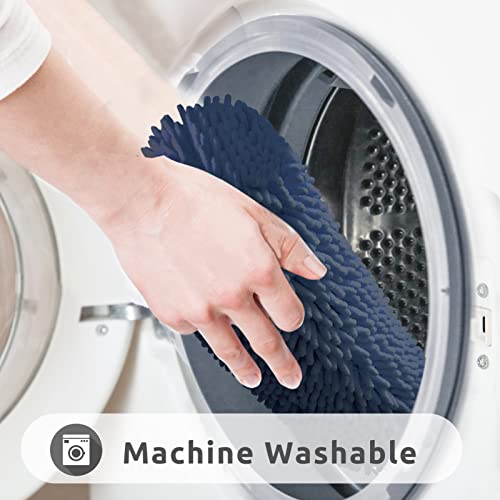 Non-Slip Bath Rug,Extra Soft Microfiber Bedroom Shag Carpet with Anti-Slip Backing,Water/Dust Absorbent Fast Dry Shower Mat,Sound Insulated Stairs Pad,Machine Washable (NavyBlue,19 x 31 Inches) - color: Navyblue, size: 19"x31"