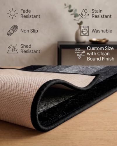 Hallway Runner Rug, 2'7" x 8' Washable Non-Slip Carpet Runner, Custom Size - color: Zigzag-grey, size: 2'7" x 8' (Runner)
