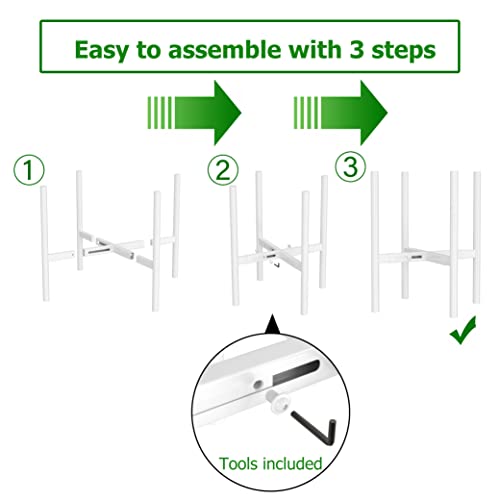 EKNITEY Adjustable Metal Plant Stand - Fits 8 to 12.5 inches Pots (White) - color: White