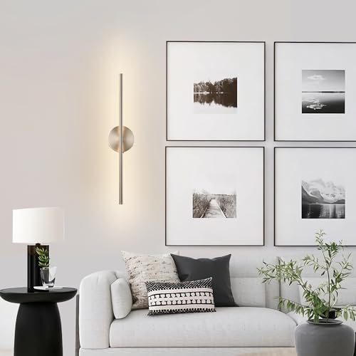 KARTOOSH Battery Operated Wall Sconces Set of Two Wireless Wall Lights - color: Nickel, size: 20.4 Inches