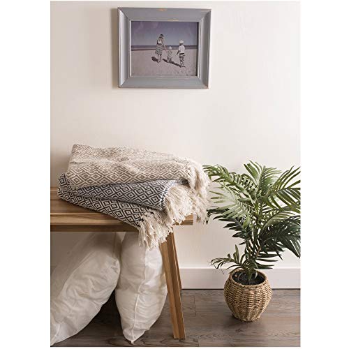 DII Rustic Farmhouse Double Diamond Woven Throw, 50x60, French Blue - color: French Blue, size: 50x60"