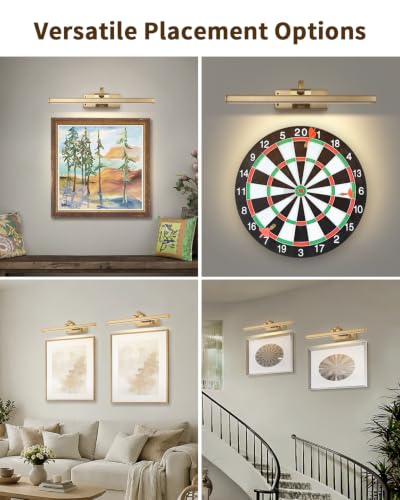 15.75-Inch Battery Operated Picture Light for Wall, LED Art Light - color: Brass, size: 15.75 inch-3W