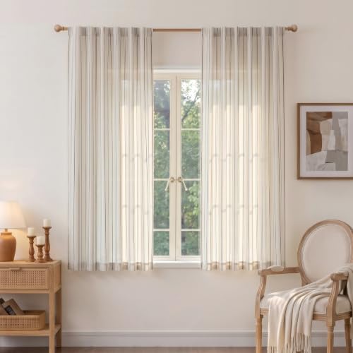 MYSKY HOME Black Striped Linen Curtains for Bedroom 63 Inches Long 2 Pieces - color: Black, size: 50"W x 63"L (Pack of 2)