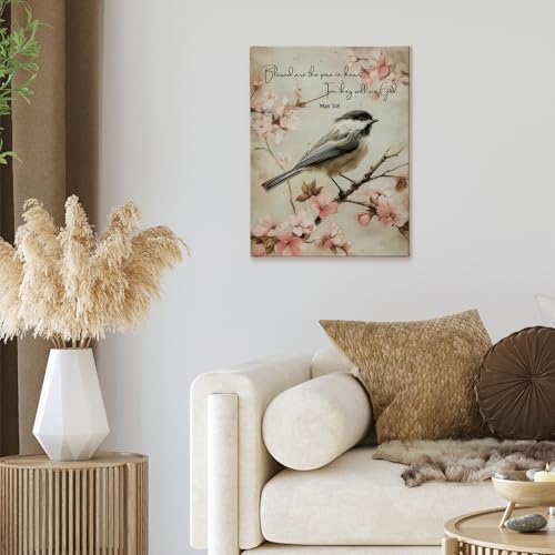 XINCEYWJ Vintage Christian Bird Wall Art Decor, Bible Verse Scripture Canvas Art Prints Framed, Floral Bird Religious Pictures Wall Decorations for Home Bedroom Living Room Church, 11x14 Inches - color: christian bird-4