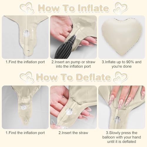 Pink White Gold Heart Foil Balloons,12Pcs 18Inch Heart Shaped Balloons - color: Pink White Gold