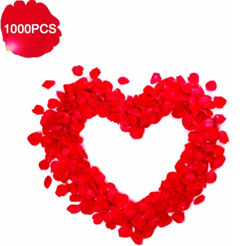 Anniversary Decorations, Happy Anniversary Banner, Hanging String Hearts, Red and Gold Balloons, Love Balloon, Red Silk Rose Petals for Wedding Bridal Shower Bachelorette Party Decorations