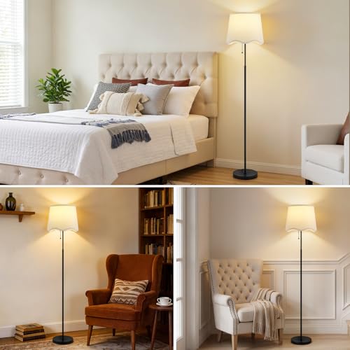 Floor Lamps for Living Room & Bedroom, 60" Modern Tall Standing Lamp, 3CCT - color: Dot Wave-Shades+Black Pole