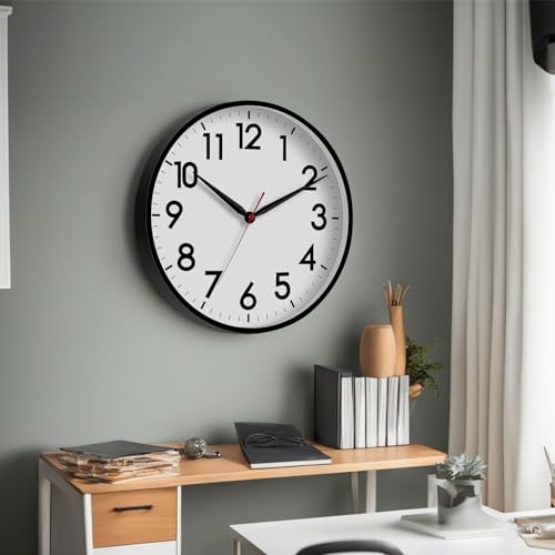 AKCISOT 16 Inch Wall Clock, Silent Battery Operated Analog Clock, Black - color: A_black, size: 16 Inch