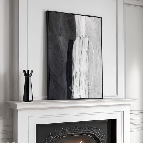 Framed Black and White Modern Abstract Wall Art, 1 Piece 24x36 In - color: Black White B