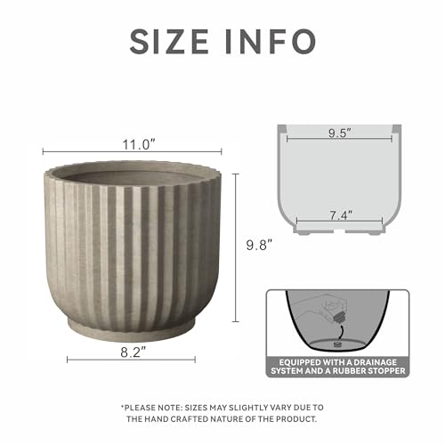 Kante Small Round Pedestal Weathered Concrete Planter 11" Dia, Outdoor - color: Weathered Concrete, size: 11"w x 9.8"h