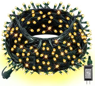 ASENEK Connectable Christmas String Lights 66FT 200 LED 8 Modes with Timer Decorative String Lights for Xmas Tree Patio Party Warm White - color: Warm White Dark Green Wire, size: 66FT 200LED