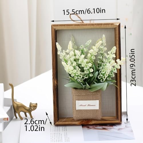 Wall Planter Vase with Ceramic Pot 3D Wooden Wall Art Hanging Vases for Flowers, Indoor Wall Plant Holder for Home Decor, Wall Mounted Frame for Dried/Fresh Plants-White Green Purple - color: White Green Purple