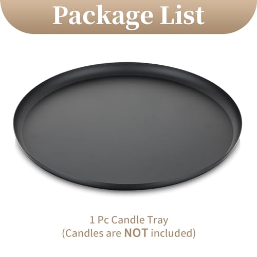 Sziqiqi Candle Holders Round Tray - 11 inches Black Metal Candle Tray for Table Centerpiece Pillar Candle Holder for Home Decorative Moderrn Candle Tray for Coffee Table Bathroom