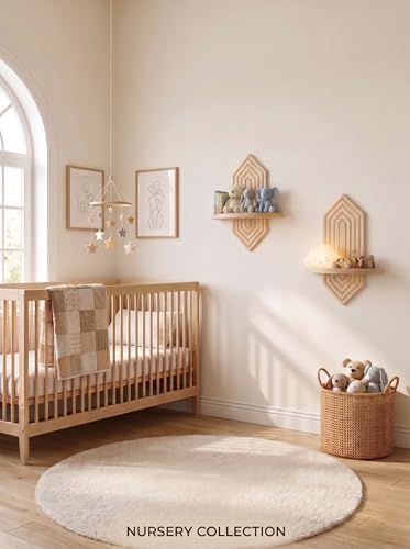 Boho Wall Decor Hanging Plant Shelf,Floating Shelves for Wall 2Pcs, Natural - color: Natural