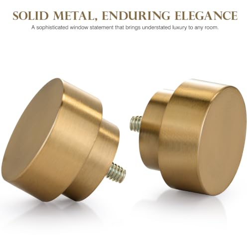 Brushed Brass Curtain Rods 32 to 152 Inch for Windows, 1 Inch Heavy Duty Adjustable Curtain Rod with Modern Solid Metal Finials, Antique Warm Gold Extra Long Drapery Rod for Living Room & Bedroom - size: 32"-152"