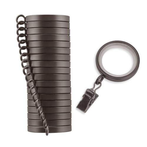 Cambria Designer 1-3/8" Matte Brown Quiet Glide Curtain Rings 18 Pack - color: Matte Brown, size: Small 1-3/8 in