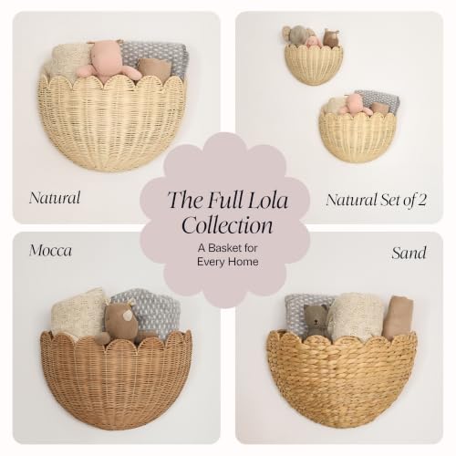 BEBE BASK Scalloped Wicker Wall Basket - The Original - 16 x 10 x 7 In - color: Mocca