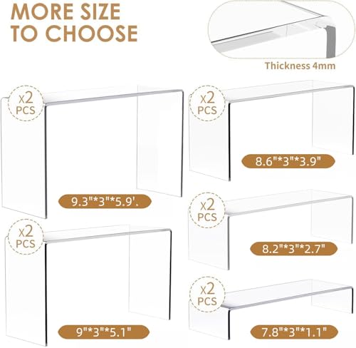Anglelife Large Acrylic Risers for Display, 2 Set 10Pcs Acrylic Stands