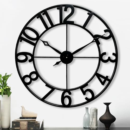 CLXEAST Oversized 30 Inch Wall Clock for Living Room, Arabic Numeral - color: Black Arabic Numeral, size: 30 Inch