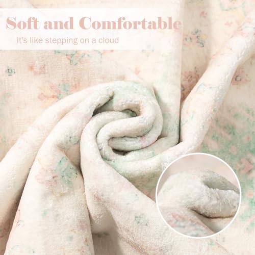 MUJOO Small Rug 2x3 Washable Area Rugs Low Pile Non Slip Pink and Green - color: Pink and Green, size: 2' x 3' (Rectangular)