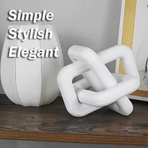 Wood Knot Home Decorations for Living Room, Handmade Wood Chain Link Decor, Farmhouse Coffee Table Decorations, Entry Table Decor, Shelf Decor, Living Room Table Decor - color: White