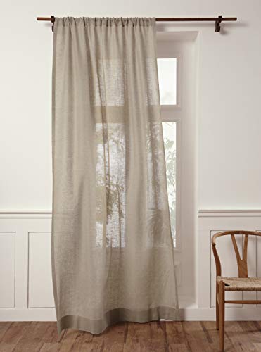 Solino Home 100% Pure Linen Sheer Curtain Natural, 52 x 120 in, 1 Panel - color: Natural, size: 52"W x 120"L (1-Panel)