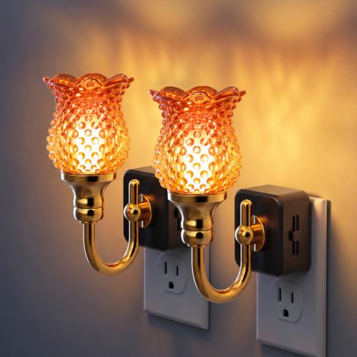 JandCase Night Light, Night Lights Plug into Wall, Glass Flower Nightlight - color: Spotted Flower-Red