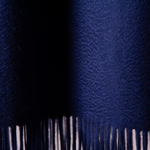 CUDDLE DREAMS Premium Cashmere Throw Blanket with Fringe (Navy) - color: Navy