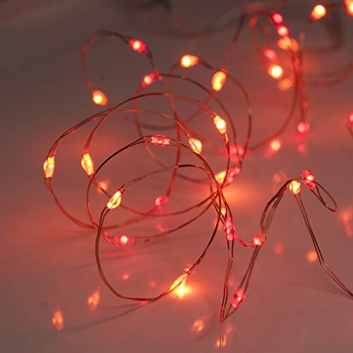 QBIS Christmas Lights Battery Operated, Red & Orange, 40 Micro LEDs 6.5ft - size: 1PK-40 Red,Orange