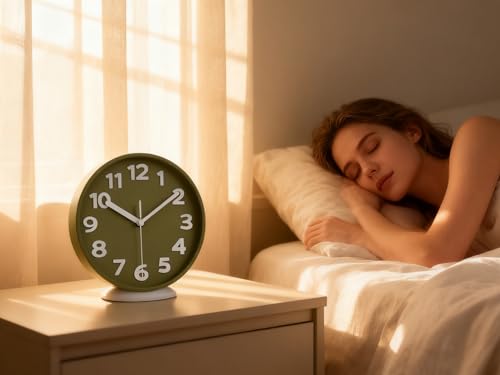 45MinST 8-Inch Green Modern Wall Clock – Silent Non-Ticking, 3D Large Numbers, Accurate Timekeeping | Decorative Wall & Desk Clock with Stand for Living Room, Bedroom, Kitchen, or Office - color: 7.5''green