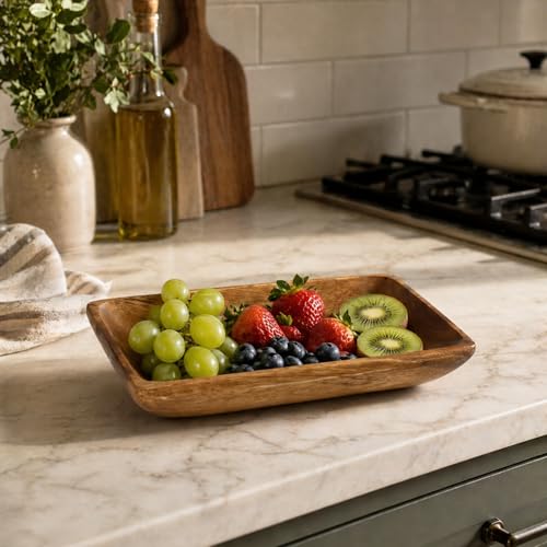 Handcrafted Acacia Wood Rectangular Bowl – Made in Hawaii – Eco-Friendly Wooden Serving Dish – Durable, Food-Safe, Heat-Resistant – Flared Design – Multiple Sizes (8x5x1.5 inch) - size: 8x5x1.5 inch